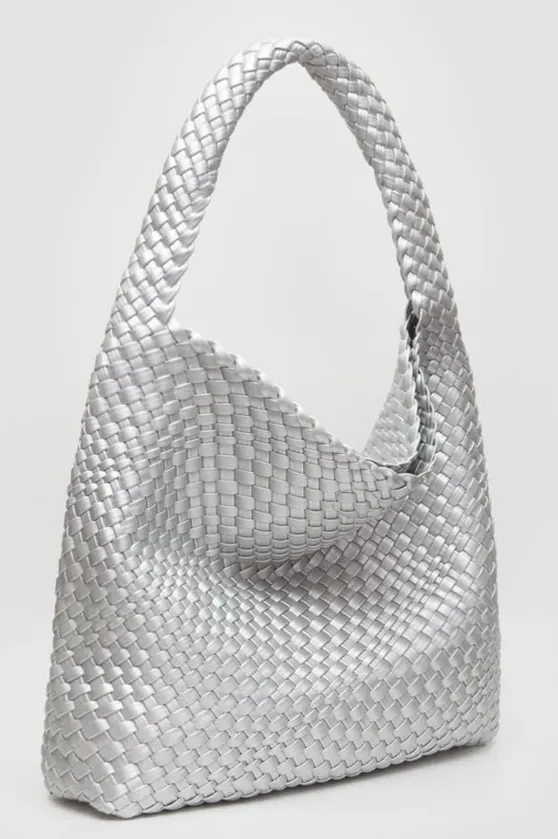 Tiara Woven Hobo Tote Bag With Pouch