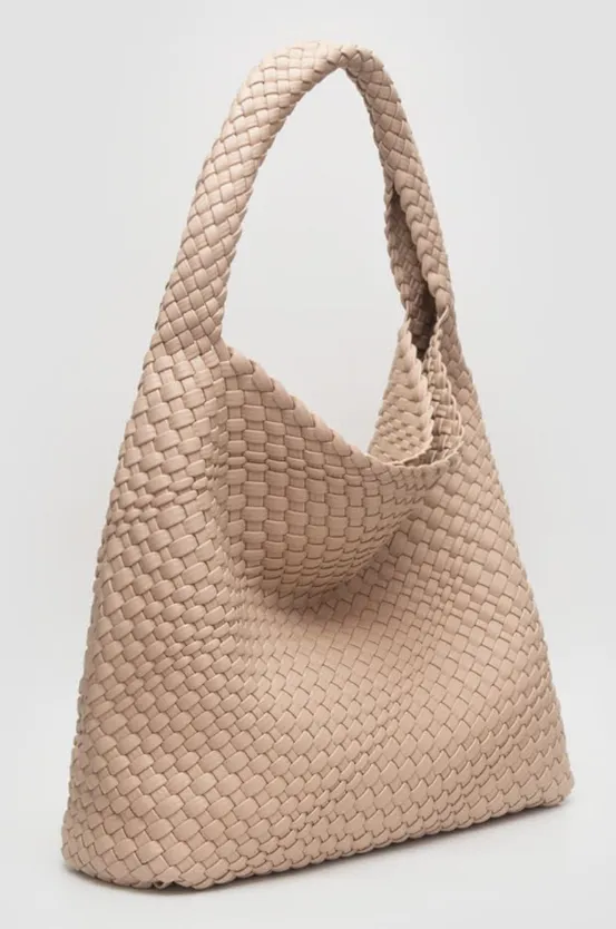 Tiara Woven Hobo Tote Bag With Pouch