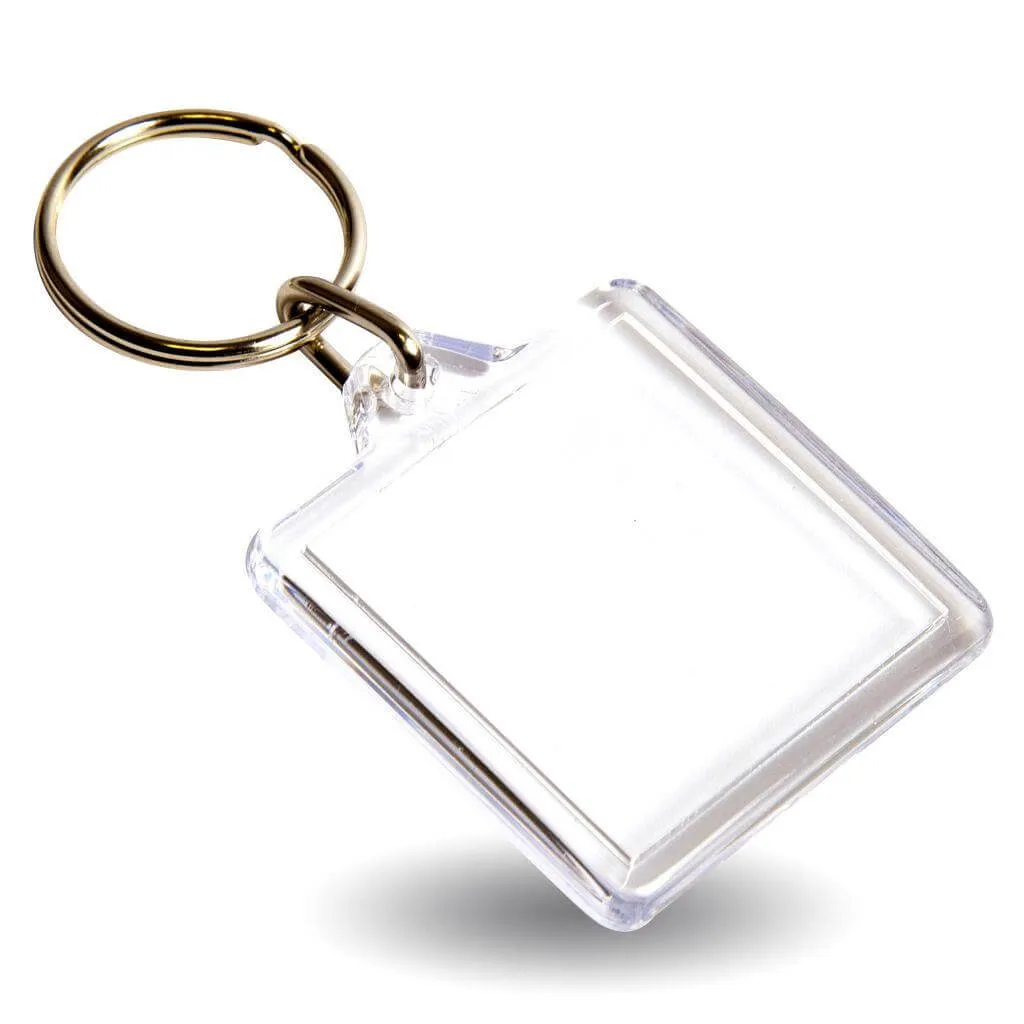 U1 Square Blank Plastic Photo Insert Keyring - 32mm - Pack of 50
