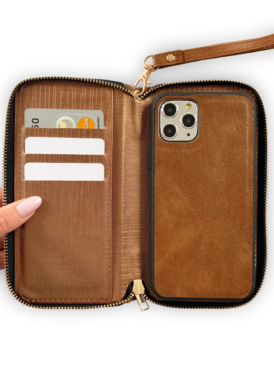 Ultra Slim Wristlet Phone Case in Brown
